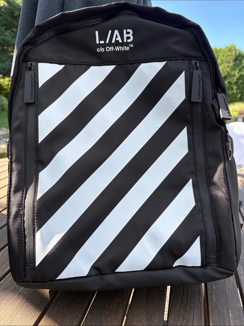 Off-White Black and White Diagonal Stripe Backpack